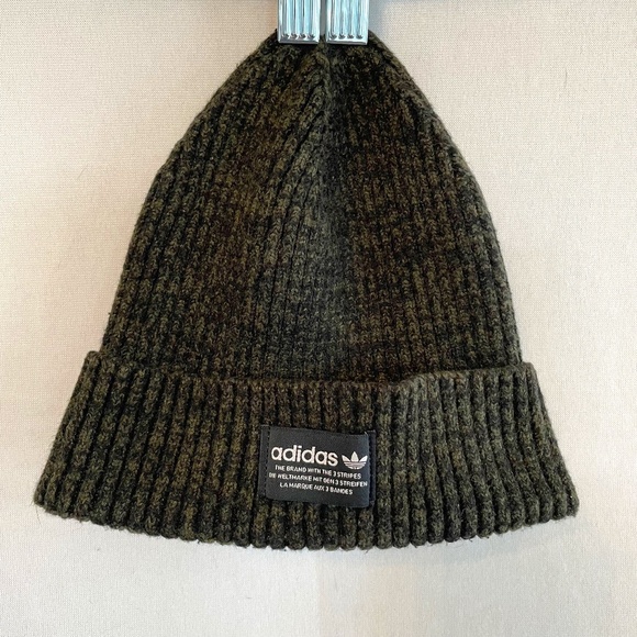 ADIDAS One Size Knit Beanie Cuff Hat Dark Olive Green - Picture 1 of 4